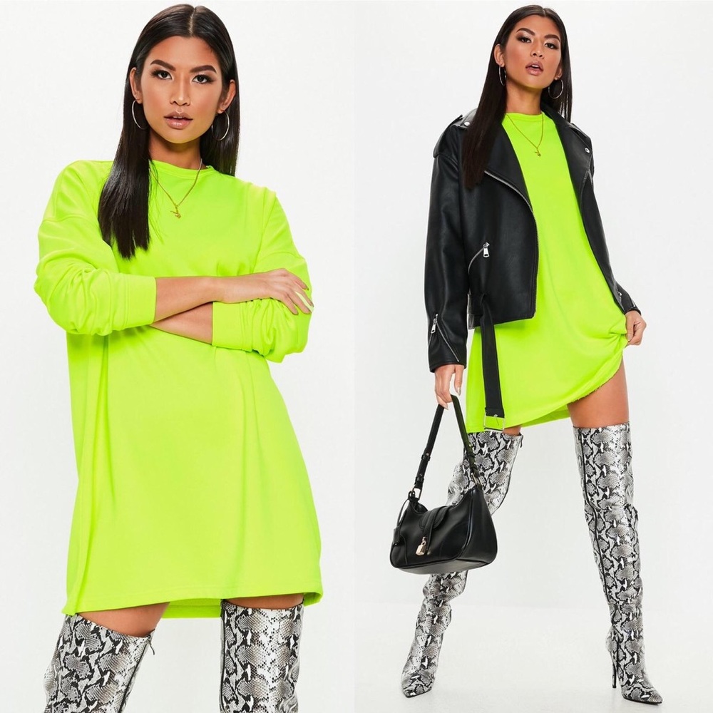 Neon Green Sweatshirt Dress